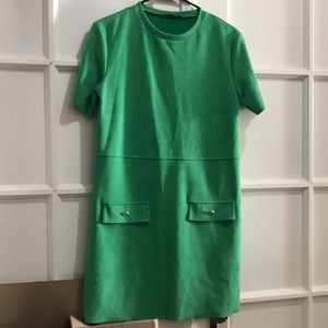 Zara green faux suede dress